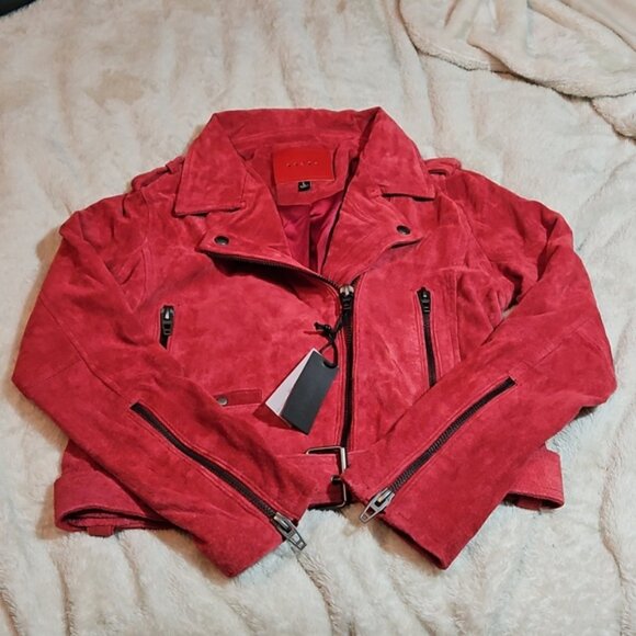 NWT BLANK NYC PINK ZIPPERED FASHION MOTO SUEDE JACKET - SIZE L - Picture 4 of 9